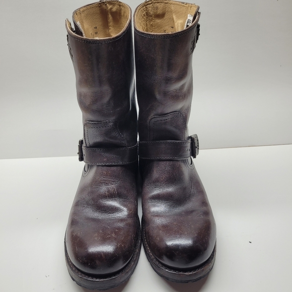 Frye Engineer Boots Mens -  Size 7 - Brown Made in Mexico - Picture 3 of 11